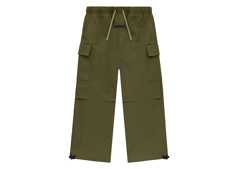 Pre-owned Fear Of God Essentials Kids Textured Nylon Field Pant In Military