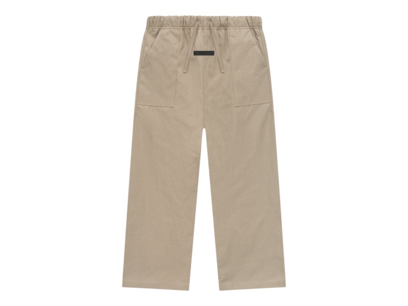 Pre-owned Fear Of God Essentials Kids Textured Nylon Tech Pants In Desert Sand