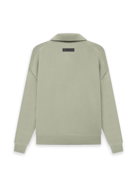 Pre-owned Fear Of God Essentials Knit L/s Polo Seafoam