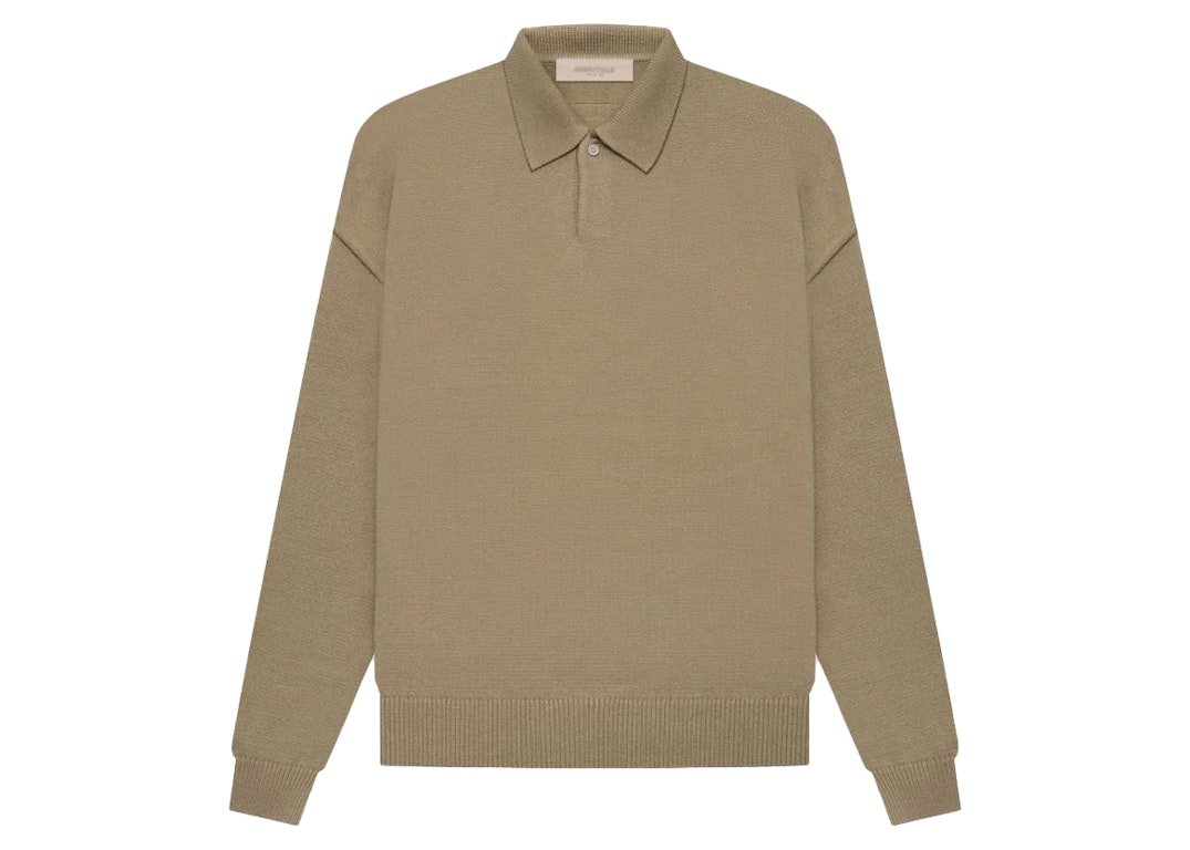 Pre-owned Fear Of God Essentials Knit Ls Polo Oak