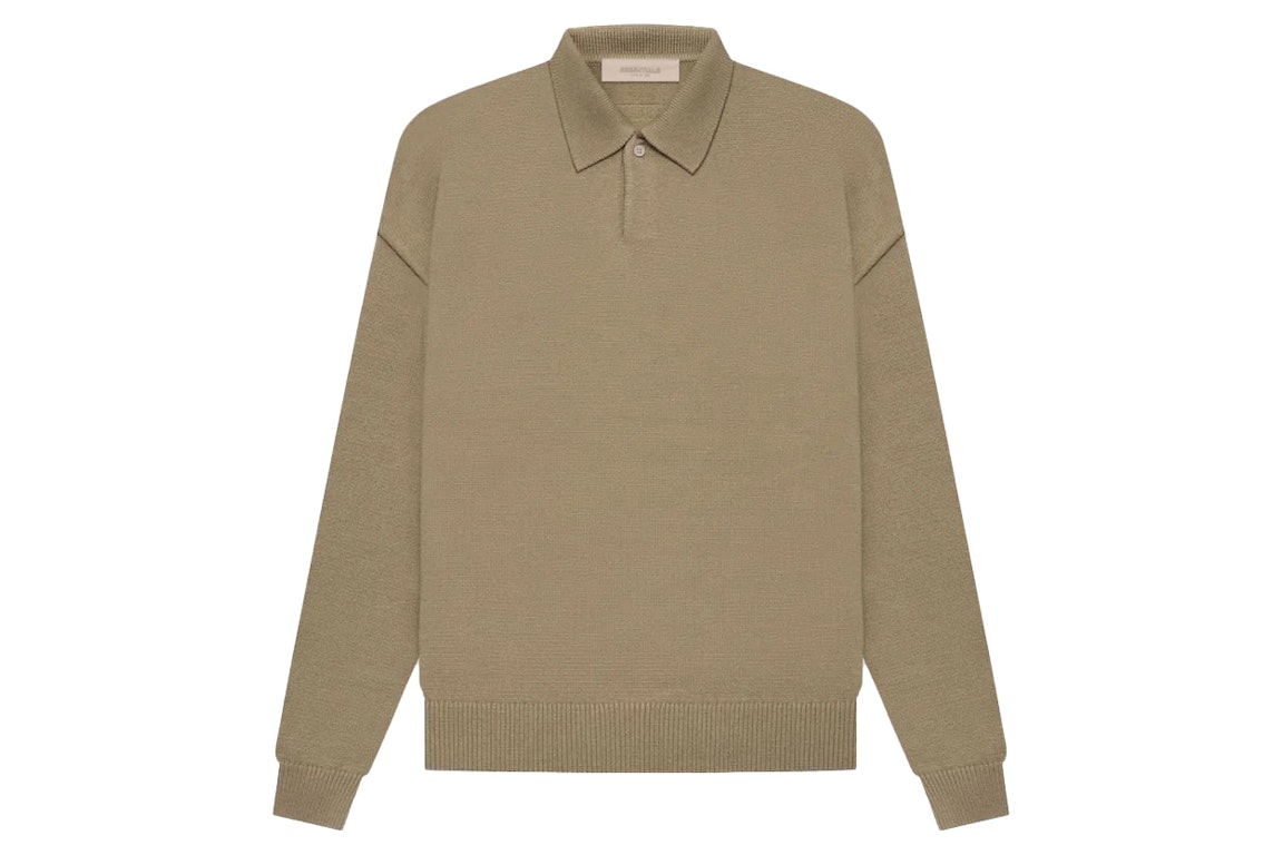 Pre-owned Fear Of God Essentials Knit Ls Polo Oak