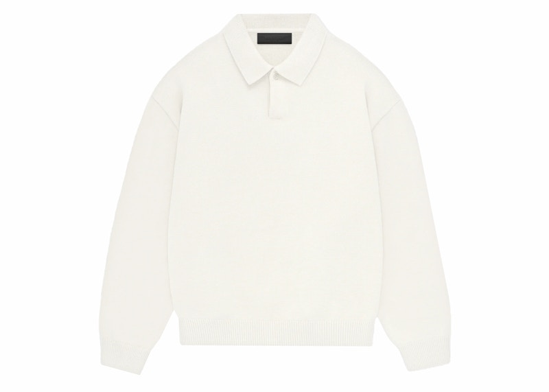 Pre-owned Fear Of God Men's Essentials Knit Polo Shirt In Cloud Dancer