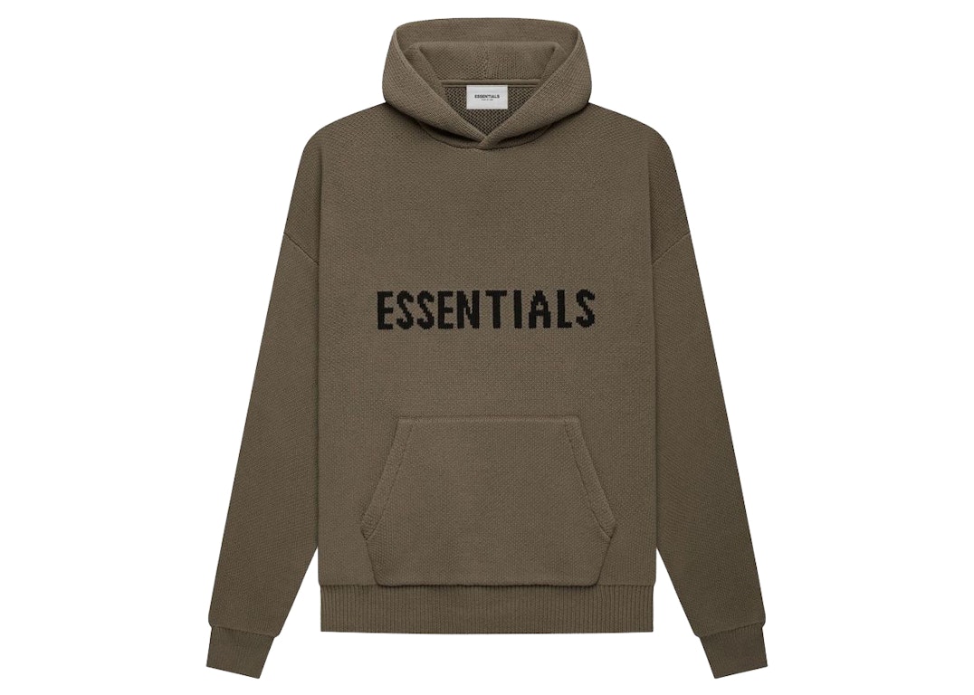 Pre-owned Fear Of God Essentials Knit Pullover Hoodie Harvest