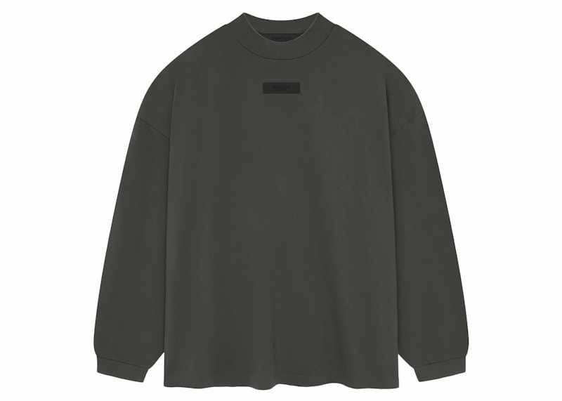 Pre-owned Fear Of God Men's Essentials Long Sleeve Tee Shirt In Ink In Black