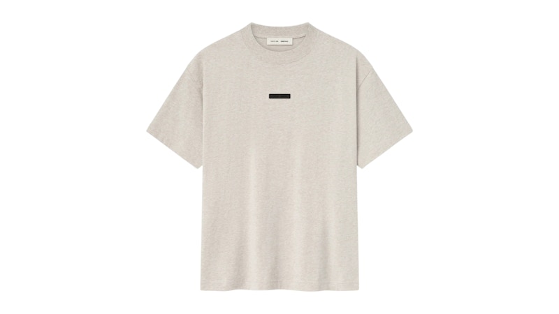 Pre-owned Fear Of God Men's Essentials Lightweight Essential Tee Shirt In Heather Stone In Gray