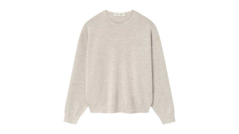 Pre-owned Fear Of God Men's  Essentials Merino Crewneck Sweatshirt Sweater In Heather Stone In Gray