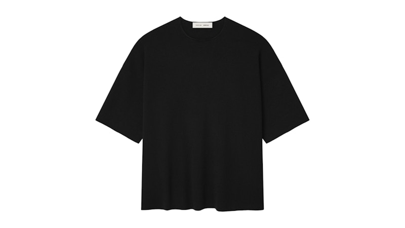 Pre-owned Fear Of God Men's Essentials Merino Short Sleeve Tee Shirt In Jet Black
