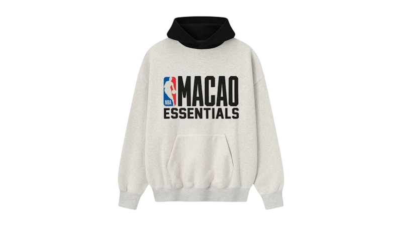 Pre-owned Fear Of God Men's Essentials Nba Macao Sport Hoodie In Light Heather/black