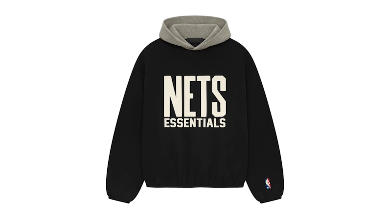 Pre-owned Fear Of God Men's Essentials Nets Hoodie In Black/warm Heather