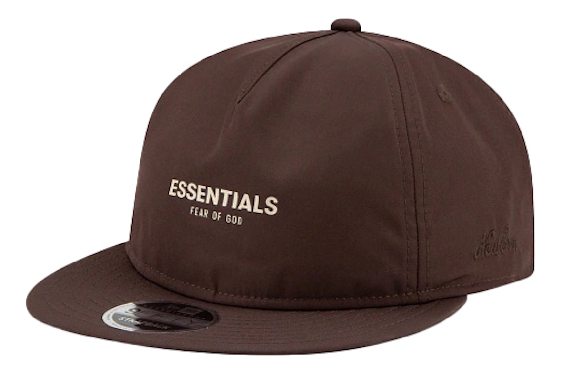 Pre-owned Fear Of God Essentials New Era Retro Crown 9fifty A-frame Hat Walnut