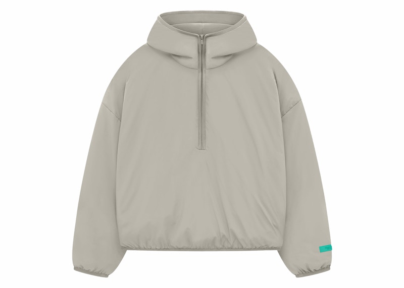 Pre-owned Fear Of God Men's Essentials Nylon Filled Halfzip Hoodie In Seal