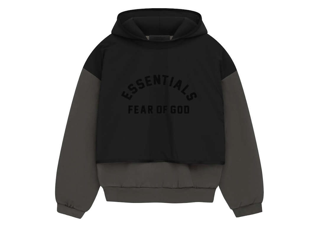 Pre-owned Fear Of God Essentials Nylon Fleece Hooded Sweater Ink/jet Black