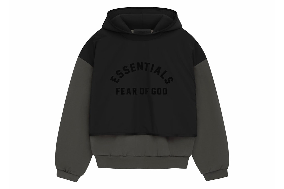 Pre-owned Fear Of God Essentials Nylon Fleece Hooded Sweater Ink/jet Black