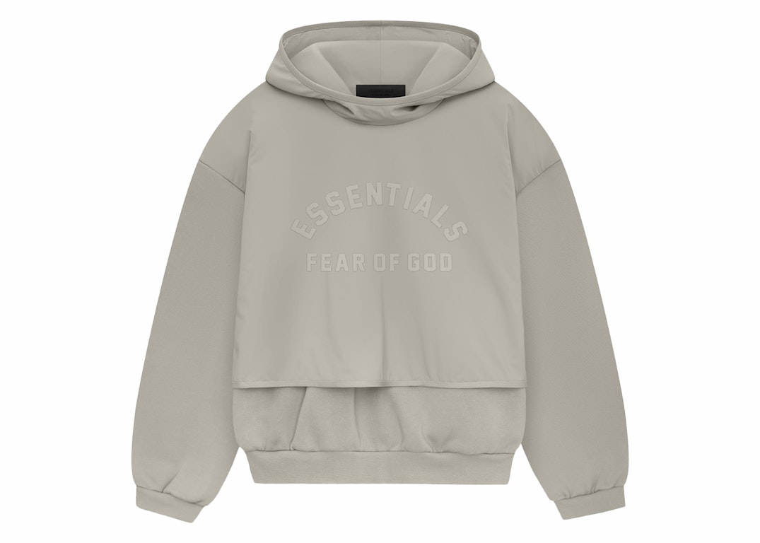 Pre-owned Fear Of God Essentials Nylon Fleece Hooded Sweater Seal/seal