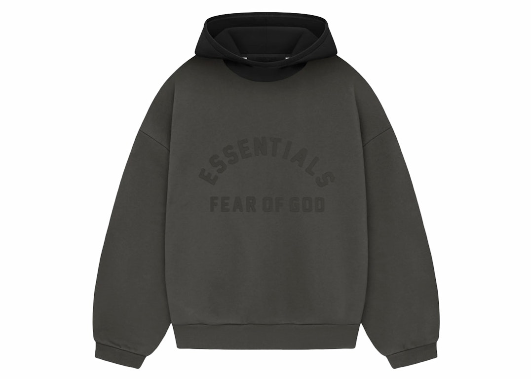 Pre-owned Fear Of God Essentials Nylon Fleece Hoodie Ink/jet Black