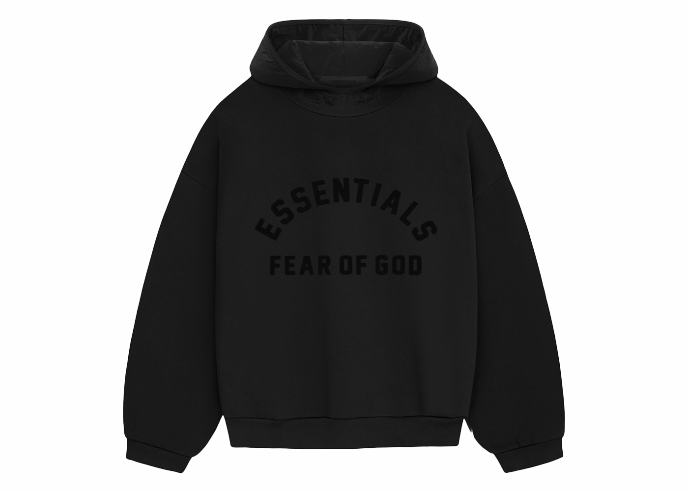 Fear of God Essentials Nylon Fleece Hoodie Jet Black/Jet Black ...