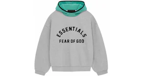 Fear of God Essentials Nylon Fleece Hoodie Light Heather Grey/Mint Leaf