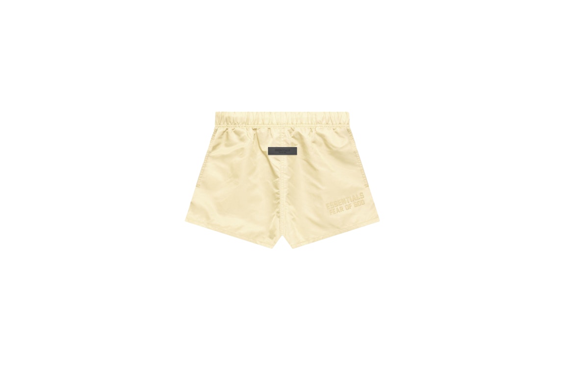 Pre-owned Fear Of God Essentials Nylon Running Shorts Canary