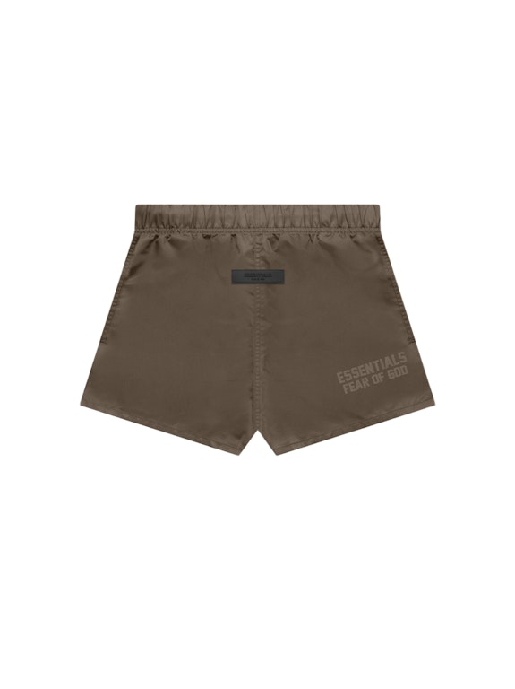 Pre-owned Fear Of God Essentials Nylon Running Shorts Wood