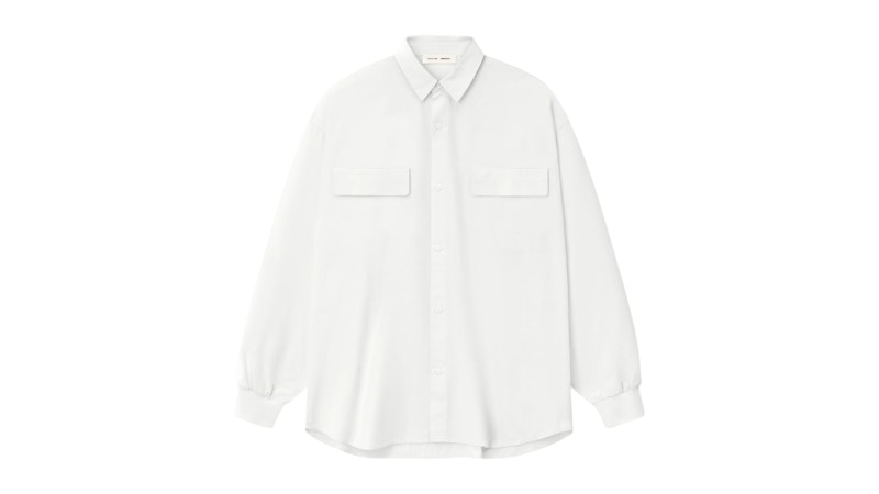 Pre-owned Fear Of God Men's Essentials Oxford Shirt In Cloud White