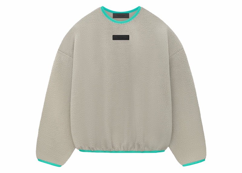 Pre-owned Fear Of God Men's Essentials Polar Fleece Crewneck Sweatshirt In Seal