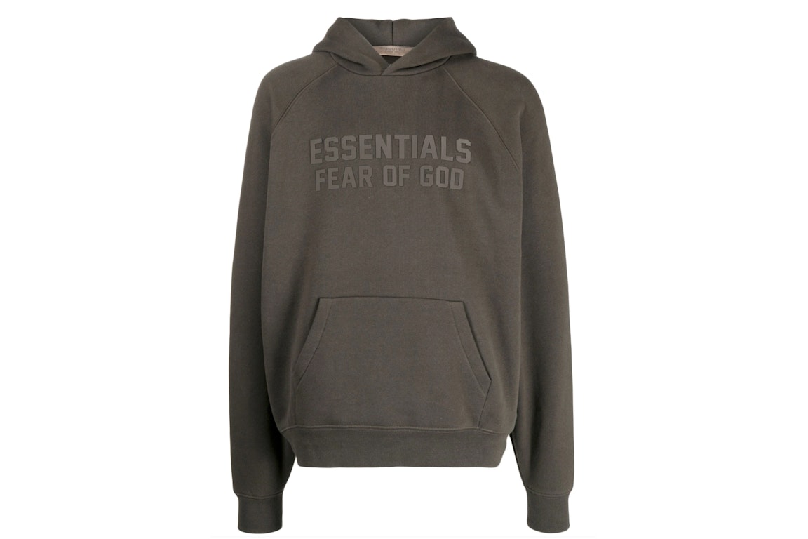 Pre-owned Fear Of God Essentials Raglan Hoodie Gray Off Black