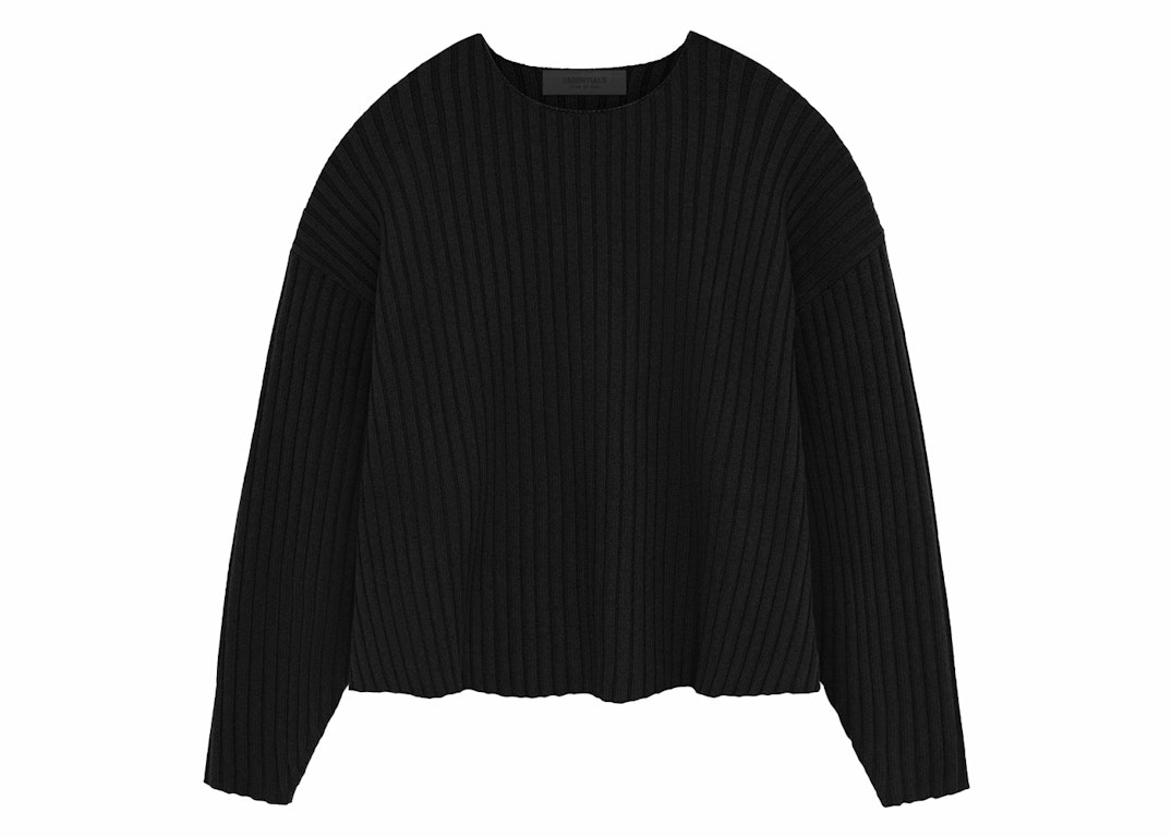 Pre-owned Fear Of God Essentials Raw Neck Sweater Jet Black