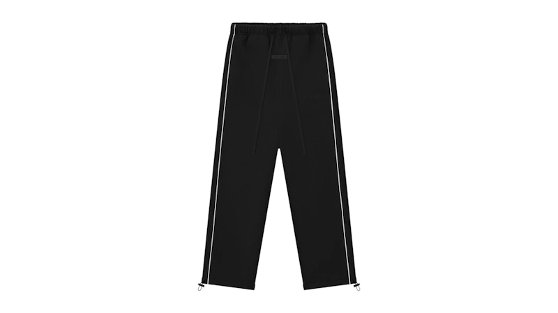 Pre-owned Fear Of God Men's Essentials Relaxed Fleece Piping Sweatpant In Jet Black/cloud White