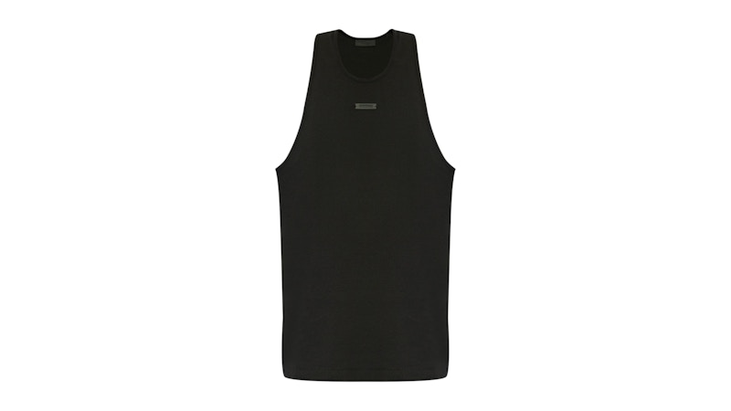 Pre-owned Fear Of God Men's  Essentials Ribbed Tank Top In Black