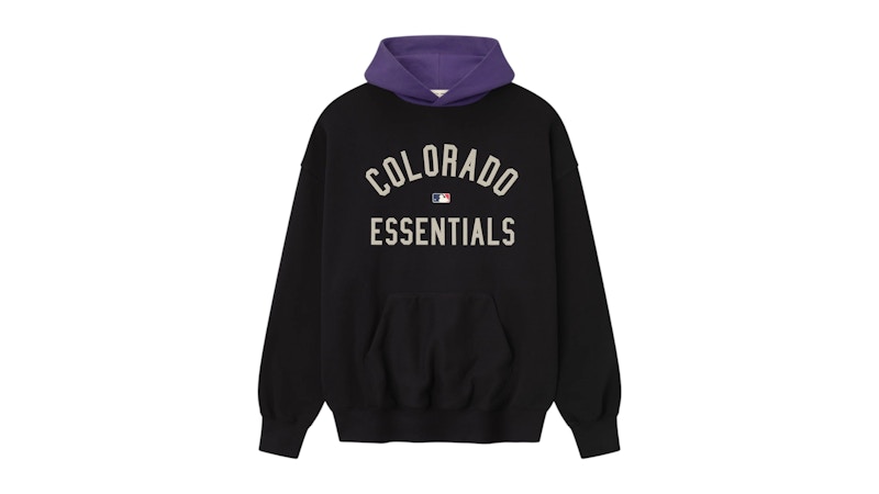 Pre-owned Fear Of God Men's Essentials Rockies Sport Hoodie In Vintage Black/purple Reign