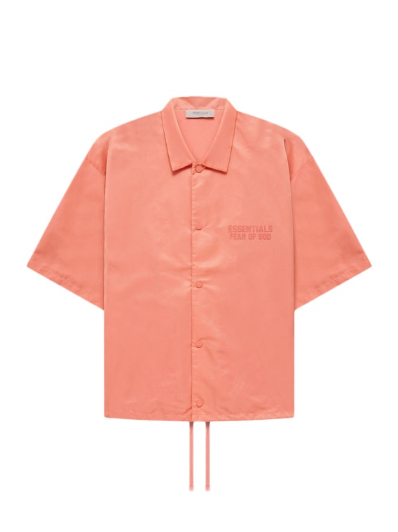 Pre-owned Fear Of God Essentials S/s Nylon Shirt Coral