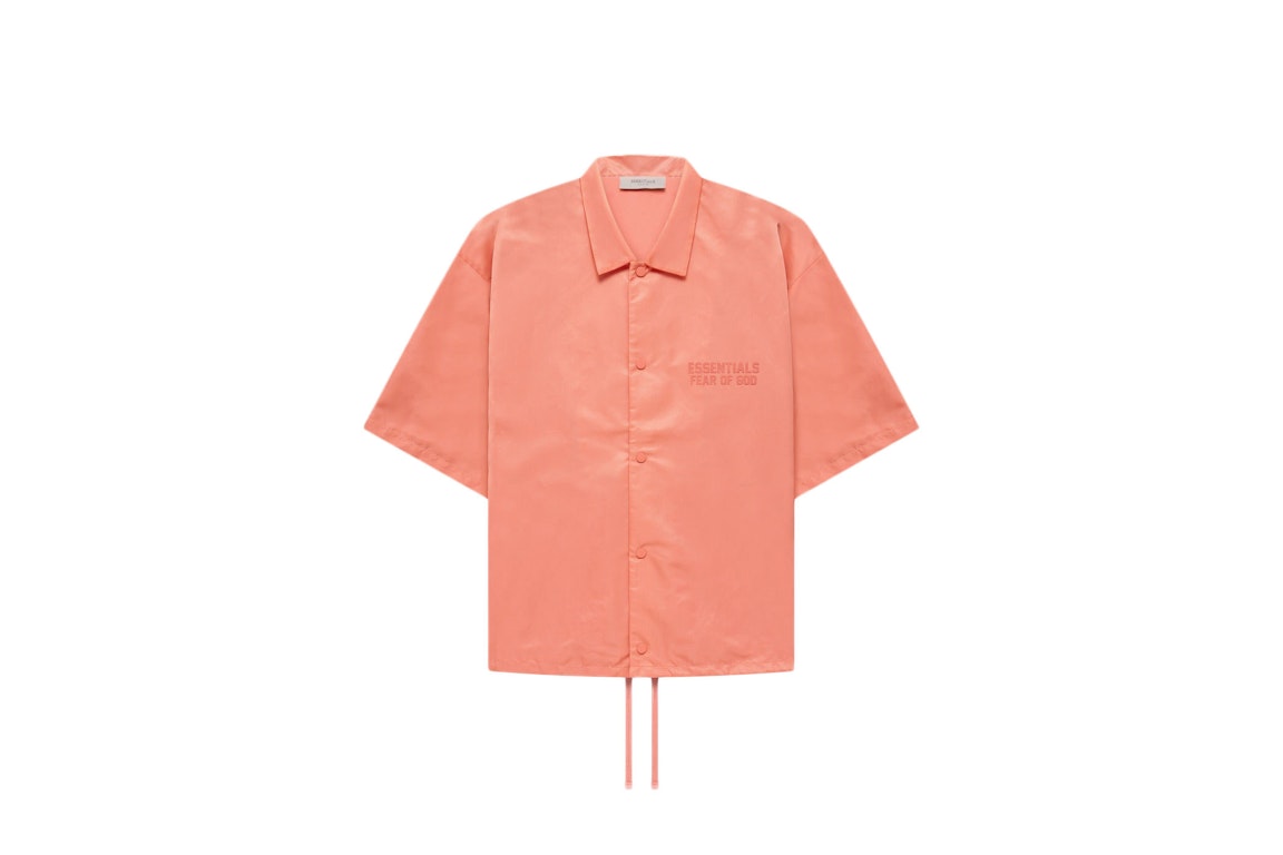 Pre-owned Fear Of God Essentials S/s Nylon Shirt Coral