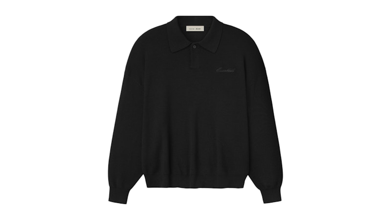 Fear of God Essentials Signature 90's Knit Polo Vintage Black