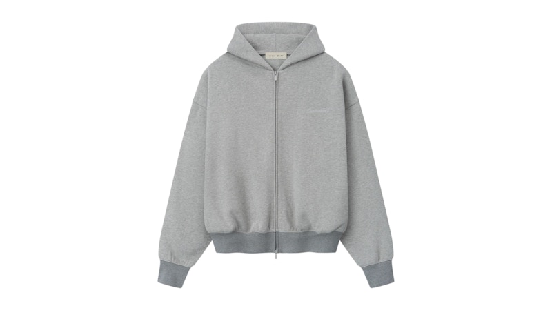 トップス ESSENTIALS HOODIE CONCRETE HEATHER Fear of God ESSENTIALS Concrete Heather Signature Classic Full Zip