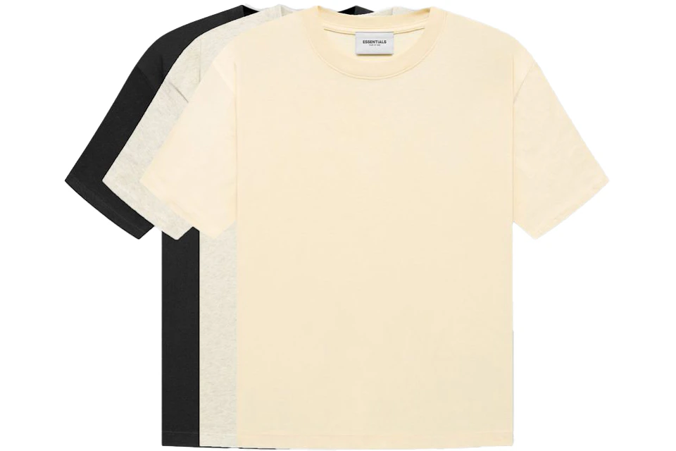 of Essentials T-shirts (3-Pack) Black/Heather/Cream -