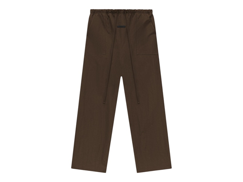 Pre-owned Fear Of God Men's Essentials Textured Nylon Utility Pant In Brown