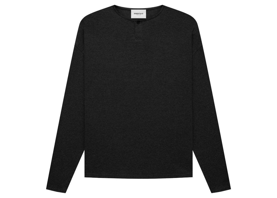 Fear of God Essentials Thermal L/S Henley Black Men's - FW21 - US