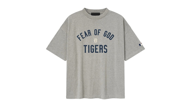 Pre-owned Fear Of God Men's Essentials Tigers 90's Tee Shirt In Concrete Heather