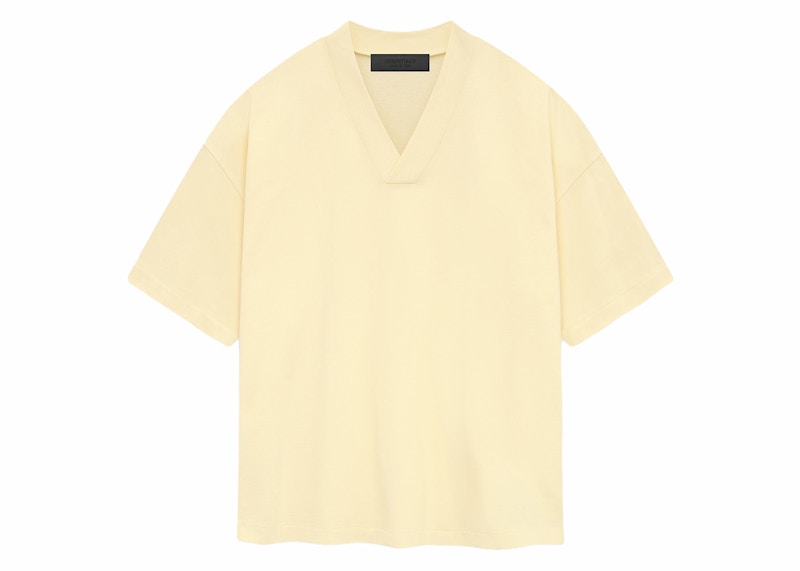 人気 ☆FEAROFGOD☆ V-NECK T-SHIRT GARDEN YELLOW - 24SS Fear of God Essentials V-Neck Tee Garden Yellow Men's - SS24