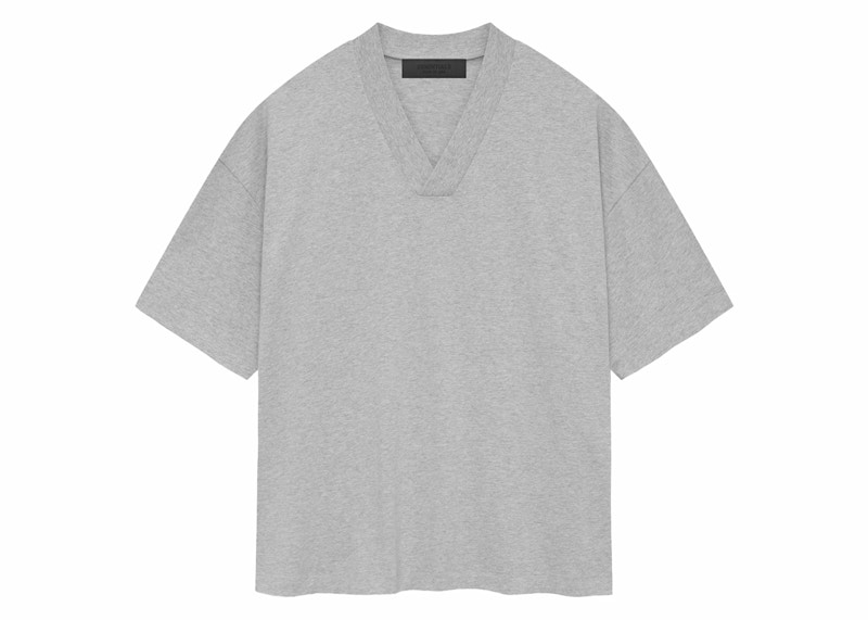 人気 ☆FEAROFGOD☆ V-NECK T-SHIRT LIGHT HEATHER GREY - 24SS Fear of God Essentials V-Neck Tee Light Heather Grey Men's