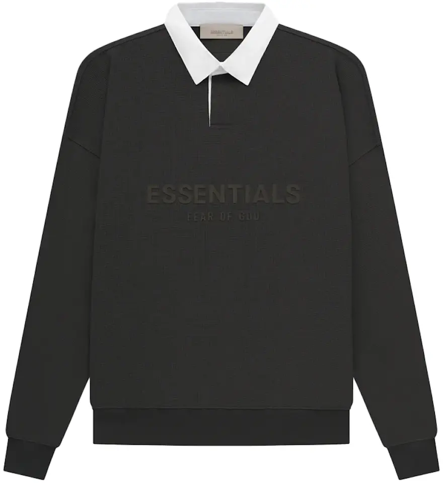 Fear of God Essentials Waffle Henley Rugby Off Black Men's - SS23 - US