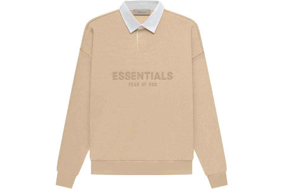 Fear of God Essentials Waffle Henley Rugby Sand Men's - SS23 - US