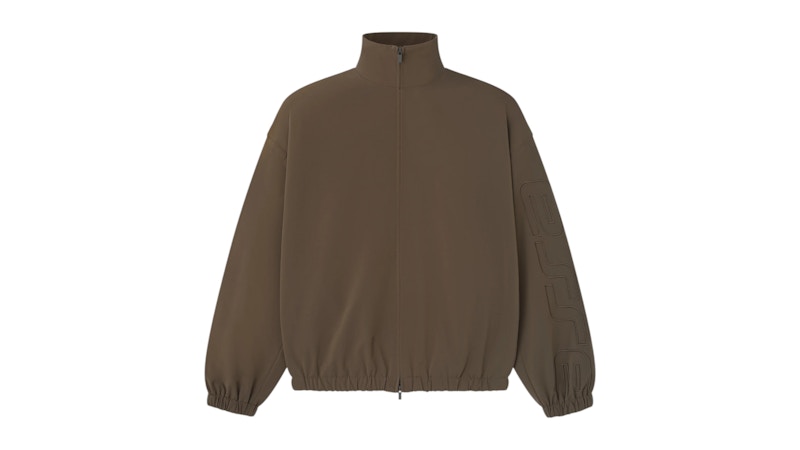 Fear of God Essentials Womens Active Trace Full Zip Track Jacket in Brown