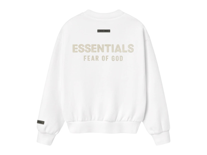 Pre-owned Fear Of God Essentials Womens Classic Fleece Crewneck Sweatshirt (fw25) In Cloud White
