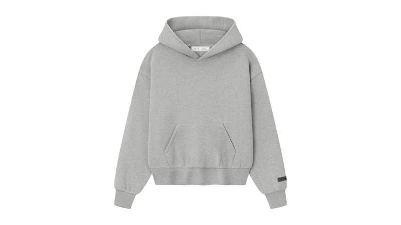 Pre-owned Fear Of God Essentials Womens Classic Fleece Hoodie In Concrete Heather