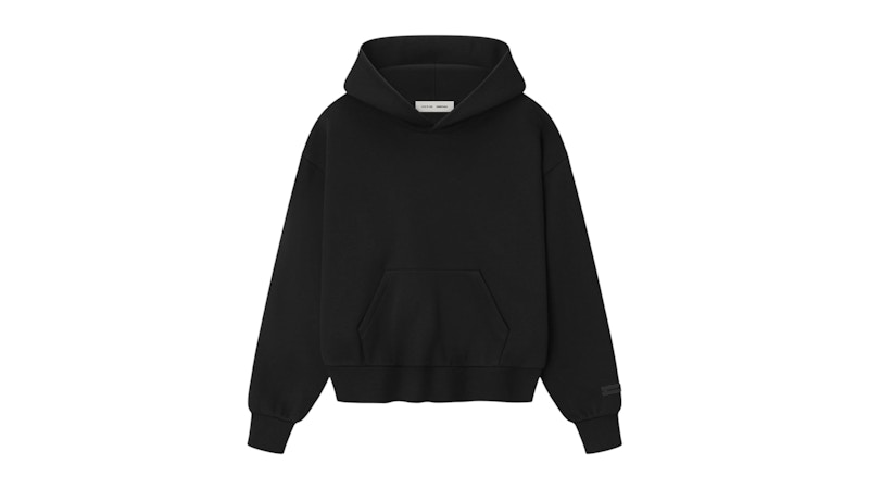 Pre-owned Fear Of God Essentials Womens Classic Fleece Hoodie In Jet Black