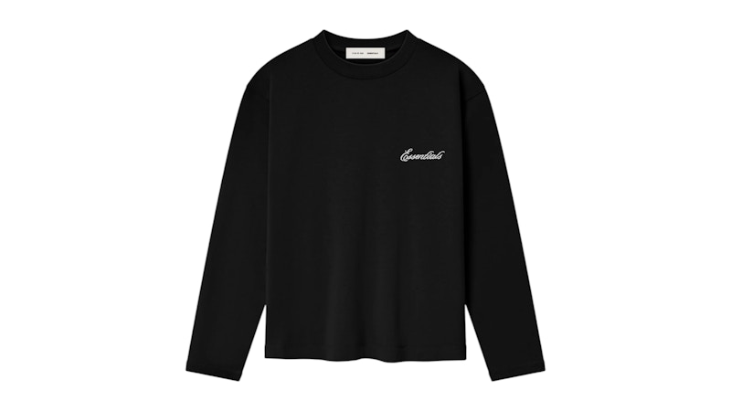Pre-owned Fear Of God Essentials Womens Classic Long Sleeve Tee Shirt In Jet Black