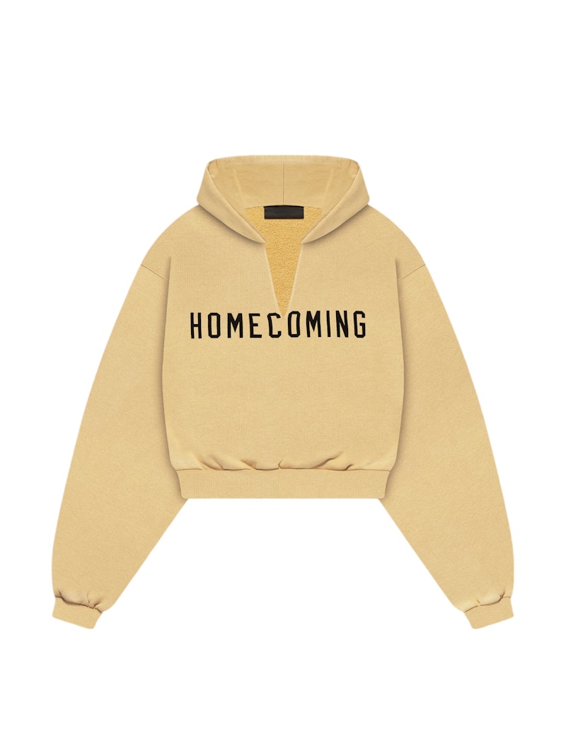 Pre-owned Fear Of God Essentials Womens Heavy Fleece Cropped Vneck Hoodie In Amber
