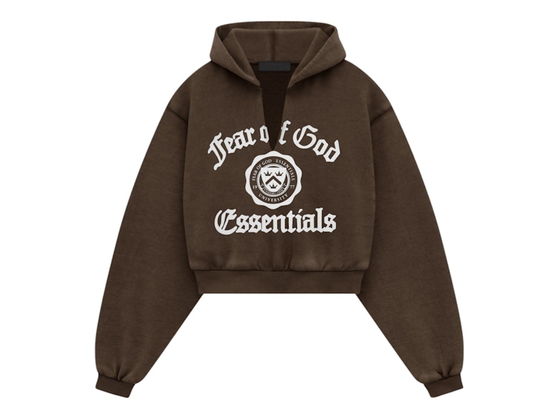 Fear of God Essentials Women's Heavy Fleece Cropped V-Neck Hoodie
