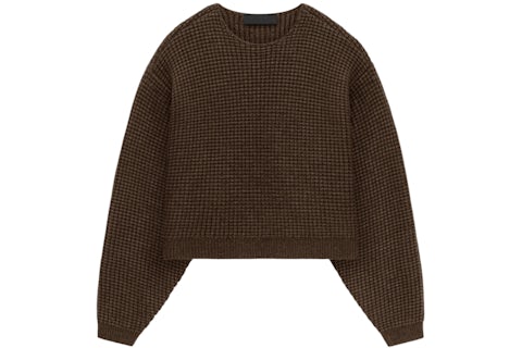 Fear of God Essentials Damen Heavy Waffle Cropped Pullover Braun